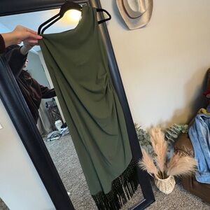 ASOS Green Fringe Midi Dress